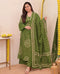 Alvami Women’s Green Bandhani Print A-Line Kurta Pant With Dupatta Set