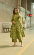 Alvami Women Green Floral Print Viscose Alia Cut Kurta Pant With Dupatta Set