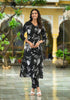 Women Nature Print Cotton Black Kurta And Pant Set