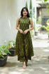 Alvami Women's Green Printed A-Line Kurta Palazzo Set With Pocket