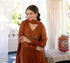 Alvami Women's Rust Embroidered Silk Anarkali Suit Set with Dupatta | Premium Festive Wear