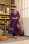 Alvami Women’s Purple Embroidered Straight Silk Kurta Pant With Dupatta Set