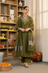 Alvami Women’s Green Embroidered Straight Silk Kurta Pant With Dupatta Set