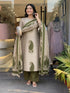 Alvami Women Green&Beige Viscose Printed Straight Kurta Set with Printed Palazzo Pants & Dupatta