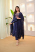 Alvami Women's Blue Embroidered Silk Anarkali Suit Set with Dupatta | Premium Festive Ethnic Wear