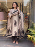 Alvami Women Black&Beige Viscose Printed Straight Kurta Set with Printed Palazzo Pants & Dupatta