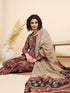 Alvami Women’s Rust Floral Printed Anarkali Kurta Pant With Dupatta Set