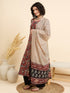 Alvami Women’s Rust Floral Printed Anarkali Kurta Pant With Dupatta Set