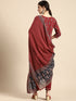 Viscose Red Kurta And Pant Set With Dupatta