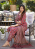 Maroon And White Printed Viscose Rayon Kurta, Pant And Dupatta