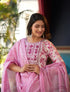 Pink, White Floral Print Viscose Rayon Kurta, Pant And Dupatta Set