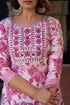 Pink, White Floral Print Viscose Rayon Kurta, Pant And Dupatta Set