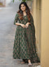 Green Anarkali Kurta And Pant Set With Dupatta