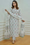 Alvami Women Light Green, Purple, White Printed Viscose Rayon Kurta, Pant And Dupatta Set