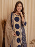 Alvami Women's Morepeach & Beige Printed Viscose Straight Kurta Set with Dupatta | Trendy Ethnic Wear