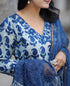 Blue Straight Kurta And Pant Set With Dupatta