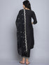 Black Embroidery silk Kurta And Pant Set With Dupatta