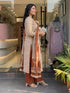 Alvami Women Rust&Beige Viscose Printed Straight Kurta Set with Printed Palazzo Pants & Dupatta
