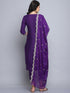 Purple Embroidery silk Kurta And Pant Set With Dupatta