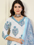 Alvami Women's White Printed Viscose Straight Kurta Pant With Dupatta Set