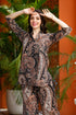 Women Cotton Printed Black Kurta and Pant Set