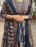 Alvami Women's Blue Printed Viscose Anarkali Kurta Pant With Dupatta Set