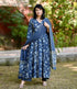 Alvami Women’s Blue Viscose Floral Printed Anarkali Kurta Set with Dupatta