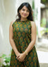 Alvami Women's Green Printed A-Line Kurta Palazzo Set With Pocket