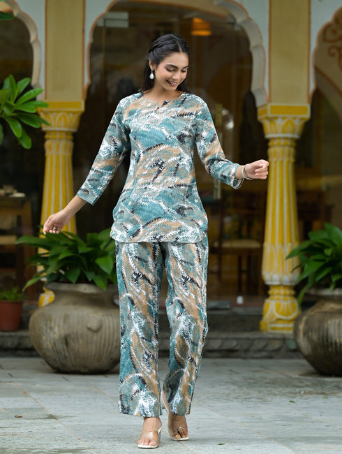 Women Cotton Printed Cord Set