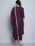 Wine Embroidery silk Kurta And Pant Set With Dupatta