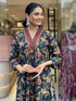 Viscose Blue Anarkali Kurta And Pant Set With Dupatta