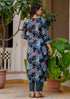 Viscose Blue A-Line Kurta And Pant Set With Dupatta