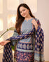 Alvami Women’s Blue Printed Viscose Straight Kurta Set with Dupatta