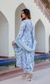 Sky Blue Printed Viscose Rayon Kurta, Pant And Dupatta Set