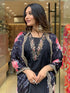 Viscose Black A-Line Kurta And Pant Set With Dupatta