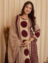 Alvami Women's Maroon & Beige Printed Viscose Straight Kurta Set with Dupatta | Trendy Ethnic Wear