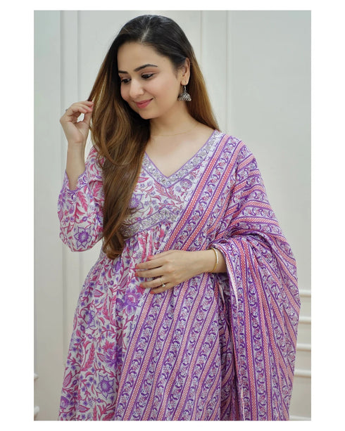 White Printed Viscose Rayon Kurta And Pant Set