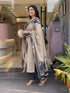 Alvami Women Blue&Beige Viscose Printed Straight Kurta Set with Printed Palazzo Pants & Dupatta