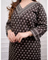Black Embroidery Viscose Rayon Kurta, Pant And Dupatta Set