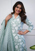 Viscose Floral Printed Green Kurta And Pant Set With Dupatta