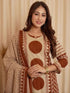 Alvami Women's Rust & Beige Printed Viscose Straight Kurta Set with Dupatta | Trendy Ethnic Wear