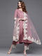Pink Anarkali Kurta And Pant Set With Dupatta