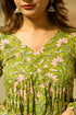 Alvami Women Green Floral Print Viscose Alia Cut Kurta Pant With Dupatta Set
