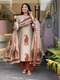 Alvami Women Rust&Beige Viscose Printed Straight Kurta Set with Printed Palazzo Pants & Dupatta