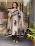 Alvami Women Black&Beige Viscose Printed Straight Kurta Set with Printed Palazzo Pants & Dupatta
