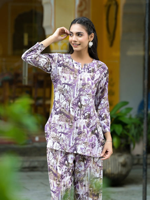 Women Ethnic Printed Round Neck Cotton Cord Set