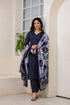 Women Navy Blue Floral Print Straight Kurta Pant With Dupatta Set