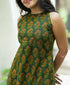 Alvami Women's Green Printed A-Line Kurta Palazzo Set With Pocket