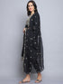 Black Embroidery silk Kurta And Pant Set With Dupatta