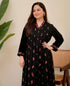 Alvami Women’s Black Silk Floral Embroidered Anarkali Kurta Pant with Dupatta Set